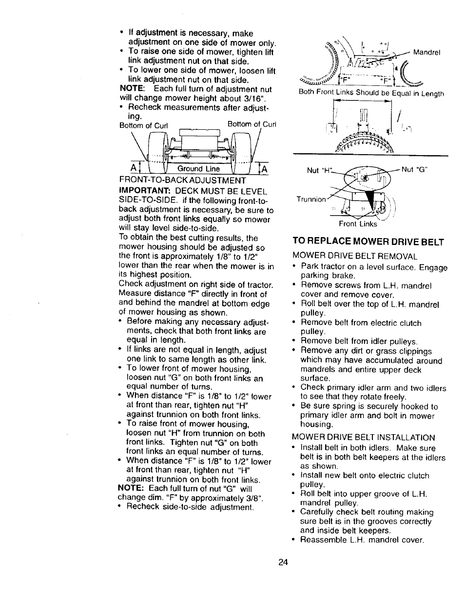 To replace mower drive belt | Craftsman 917.273322 User Manual | Page 24 / 64