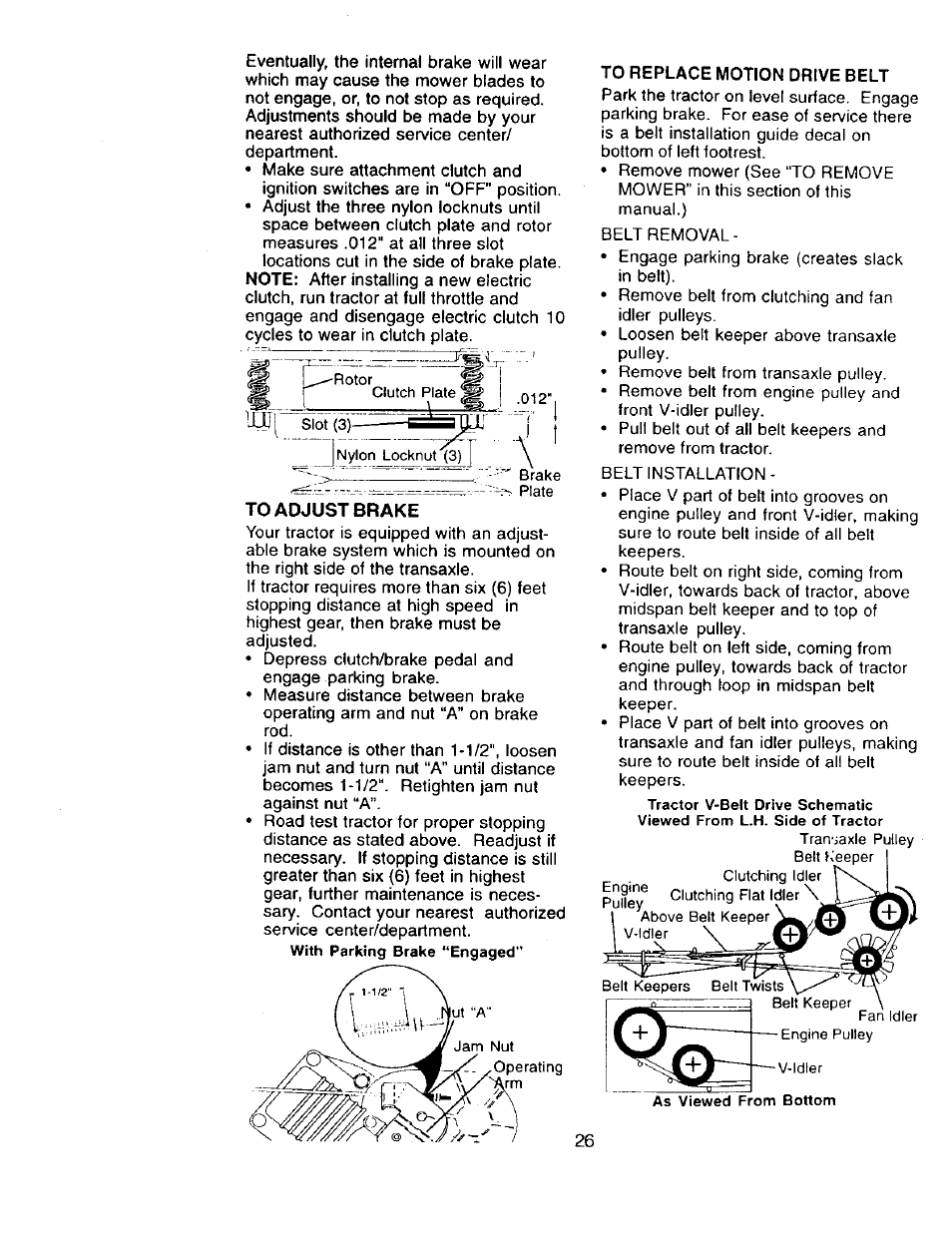 To adjust brake | Craftsman 917.273322 User Manual | Page 26 / 64