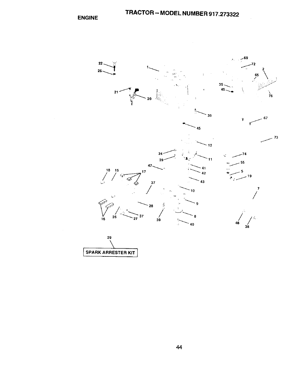 Engine, J! l- 1 ■ ''-a, O f/v | Craftsman 917.273322 User Manual | Page 44 / 64