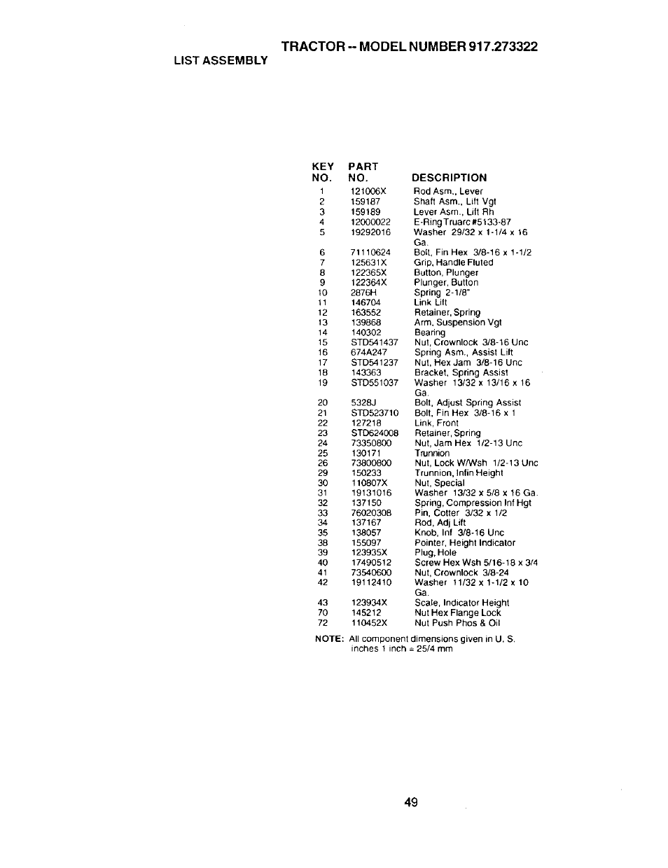 List assembly | Craftsman 917.273322 User Manual | Page 49 / 64