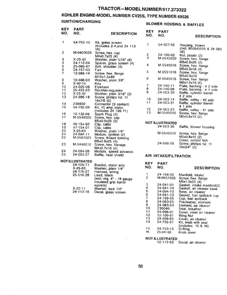 Tractor - model number 917.273322 | Craftsman 917.273322 User Manual | Page 58 / 64