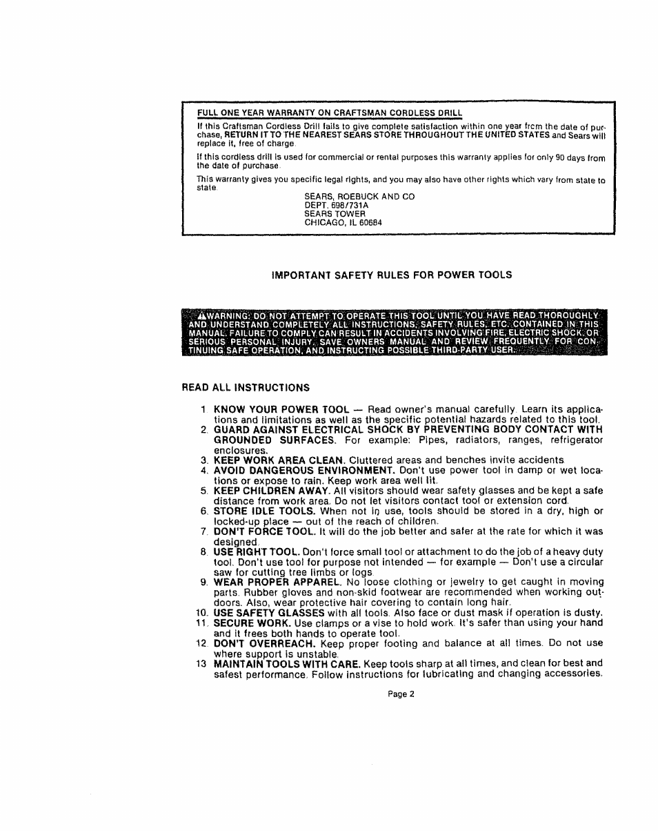 Craftsman 315.111450 User Manual | Page 2 / 12