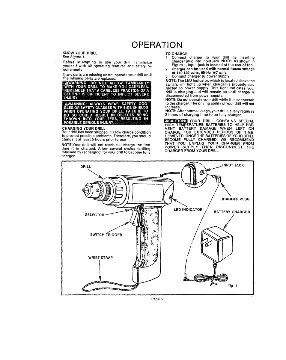 Operation | Craftsman 315.111450 User Manual | Page 5 / 12