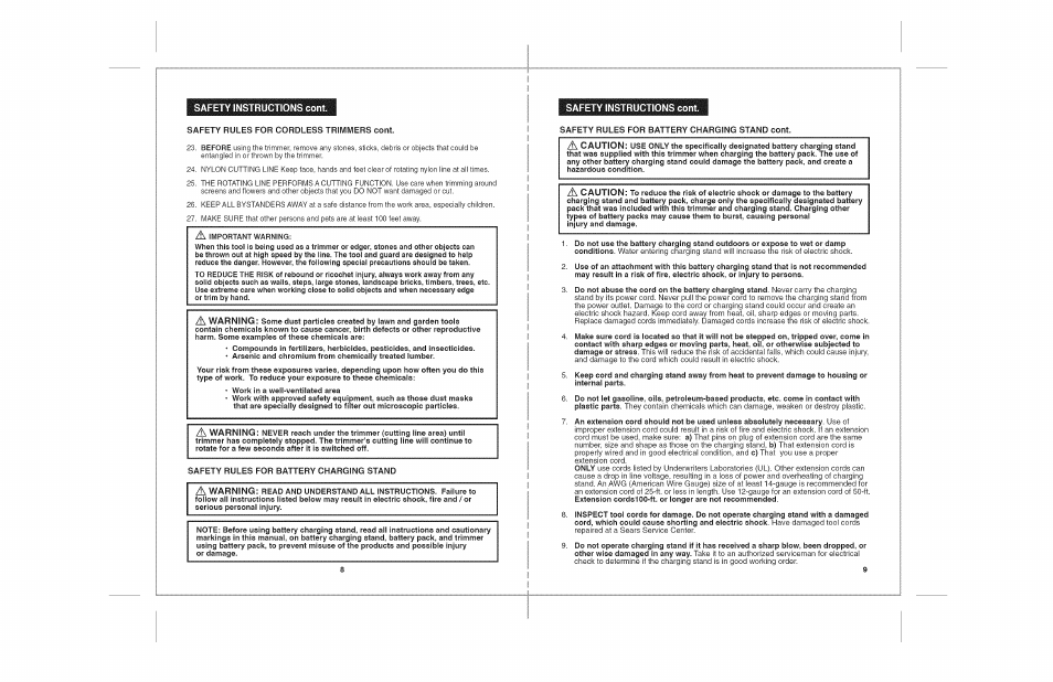 Safety instructions coht, Safety instructions cont | Craftsman 172.74815 User Manual | Page 5 / 17