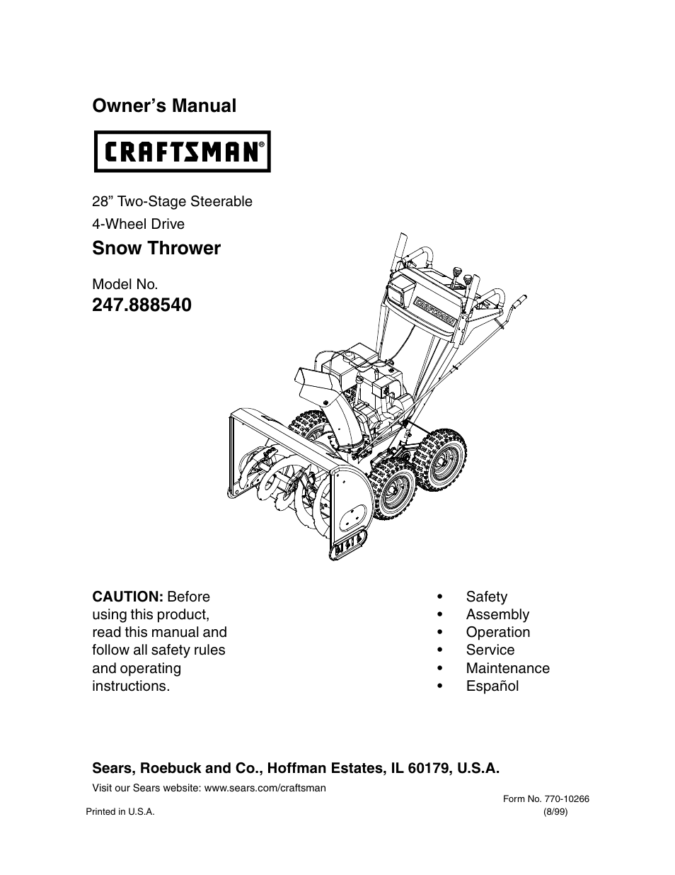 Craftsman 247.88854 User Manual | 64 pages