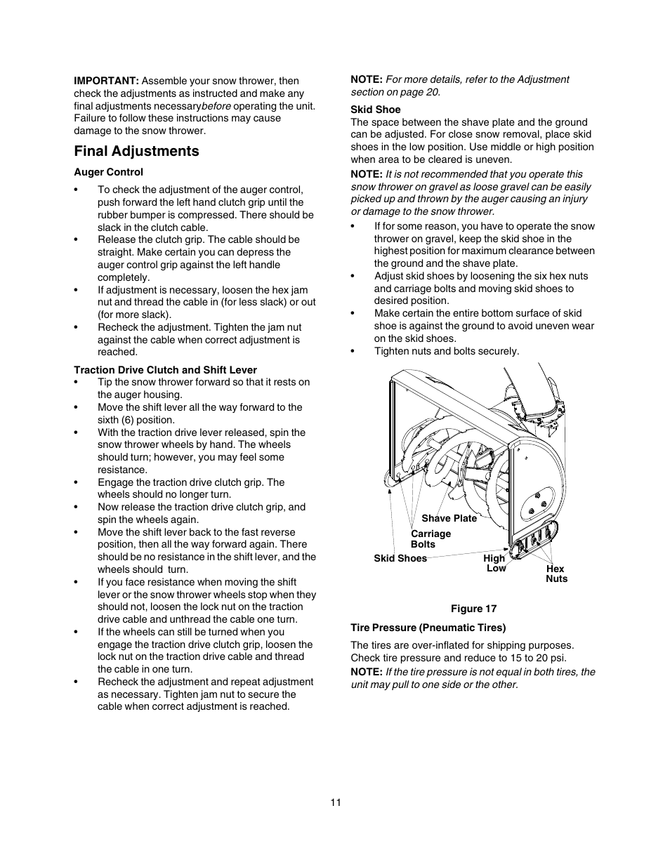 Final adjustments | Craftsman 247.88854 User Manual | Page 11 / 64