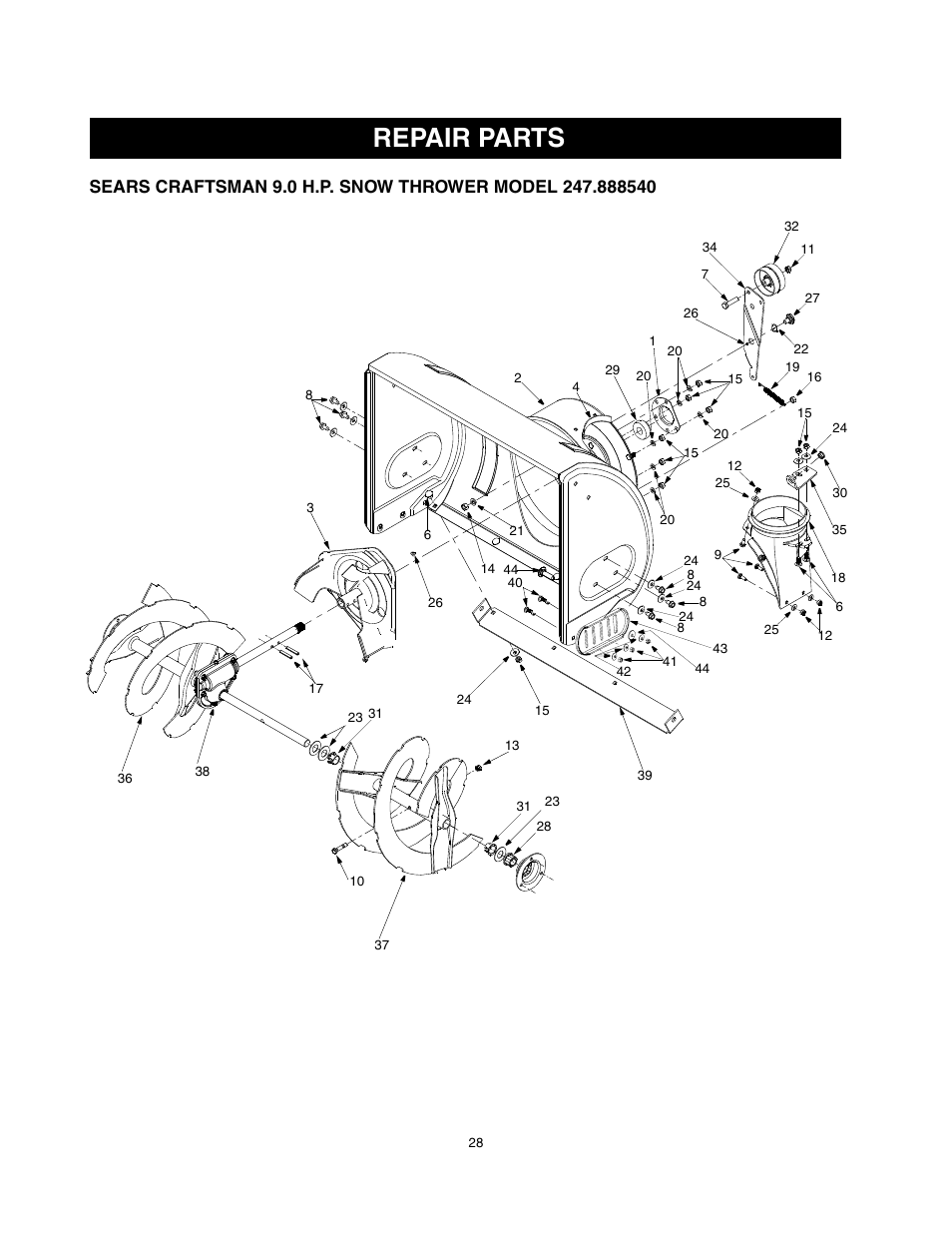 Repair parts | Craftsman 247.88854 User Manual | Page 28 / 64