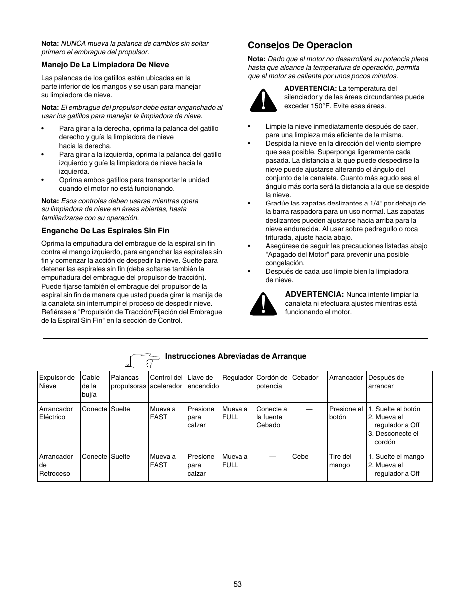 Consejos de operacion | Craftsman 247.88854 User Manual | Page 53 / 64