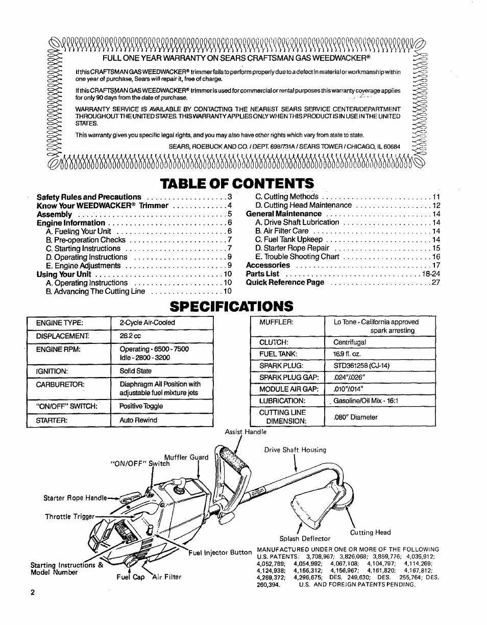 Craftsman 358.796131- User Manual | Page 2 / 28