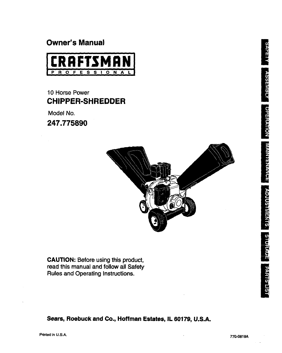 Craftsman 247.775890 User Manual | 28 pages