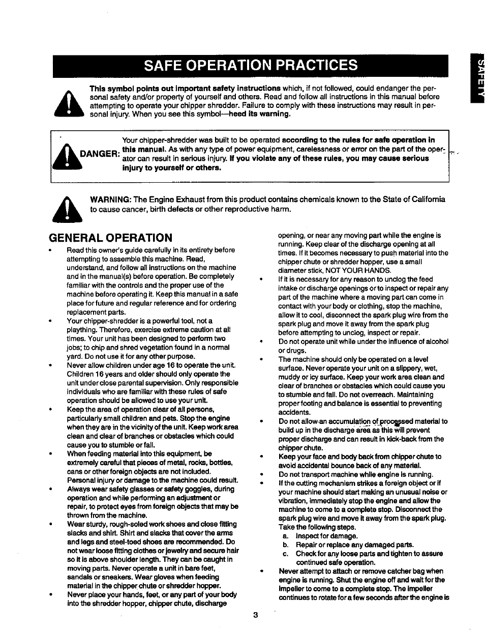 Safe operation practices, General operation | Craftsman 247.775890 User Manual | Page 3 / 28