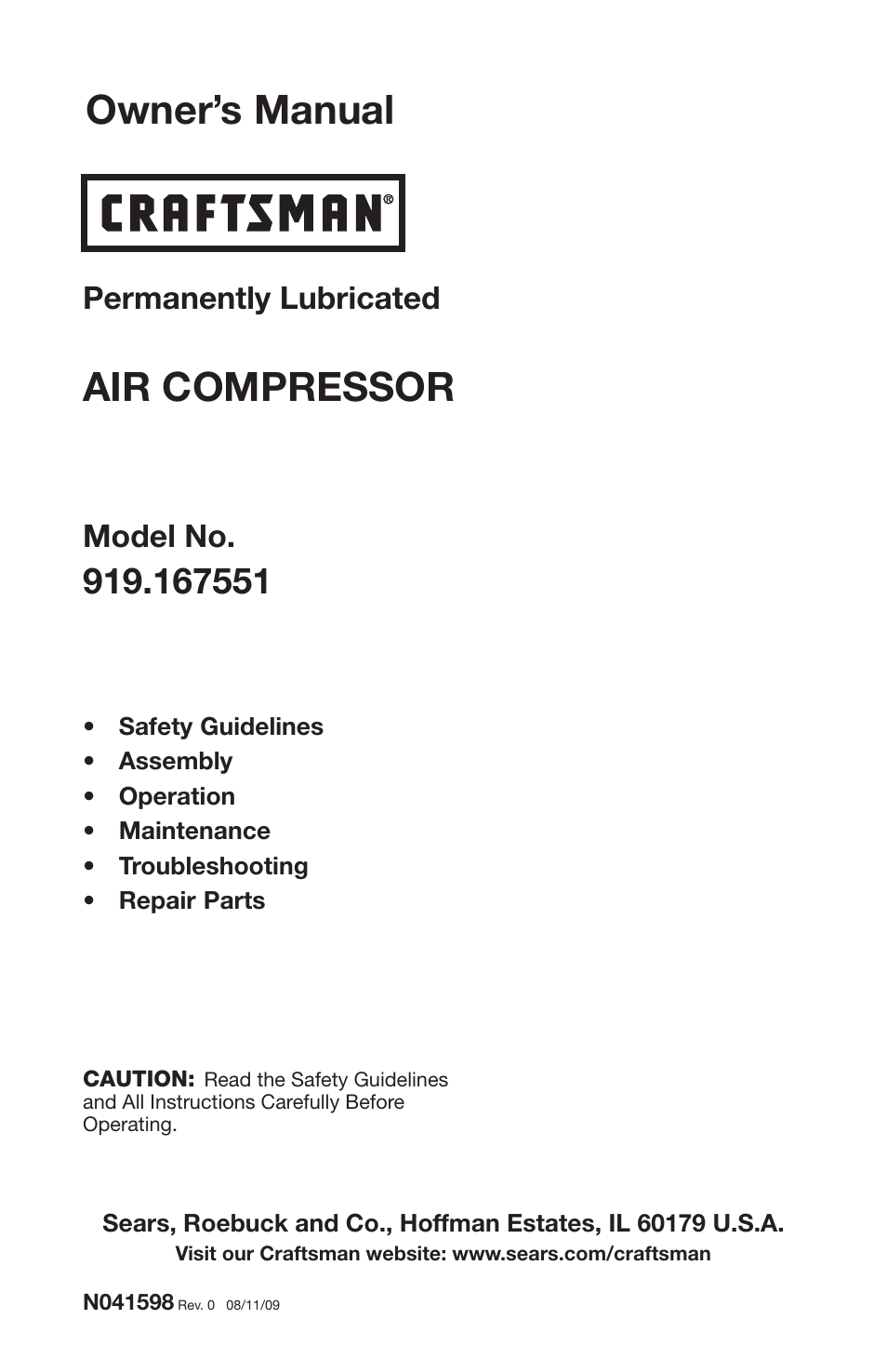 Craftsman 919.167551 User Manual | 44 pages