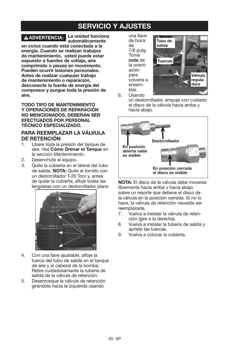 Servicio y ajustes | Craftsman 919.167551 User Manual | Page 36 / 44