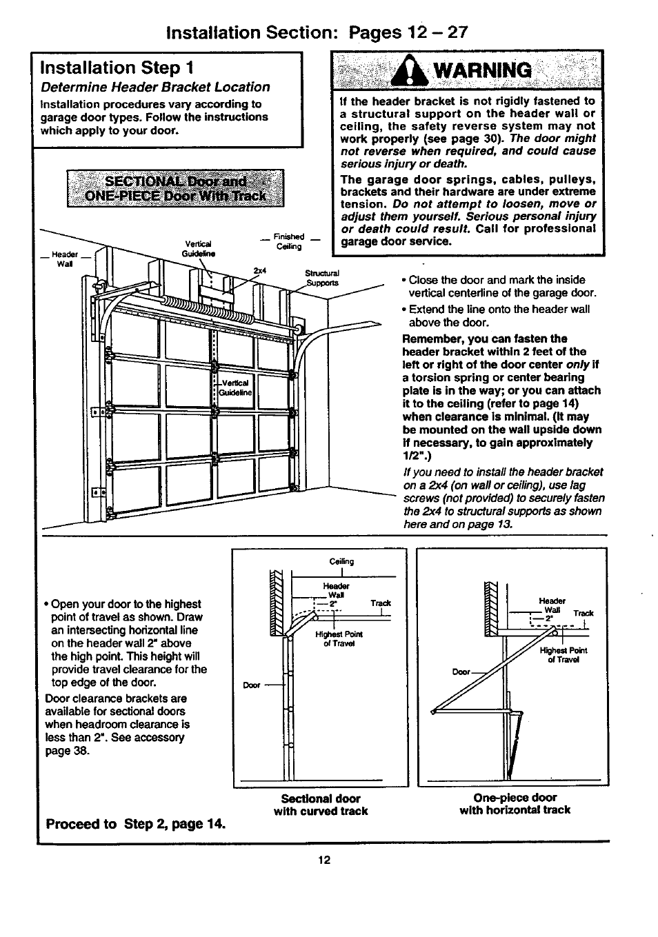 Installation step 1 | Craftsman 139.53674SRT User Manual | Page 12 / 40