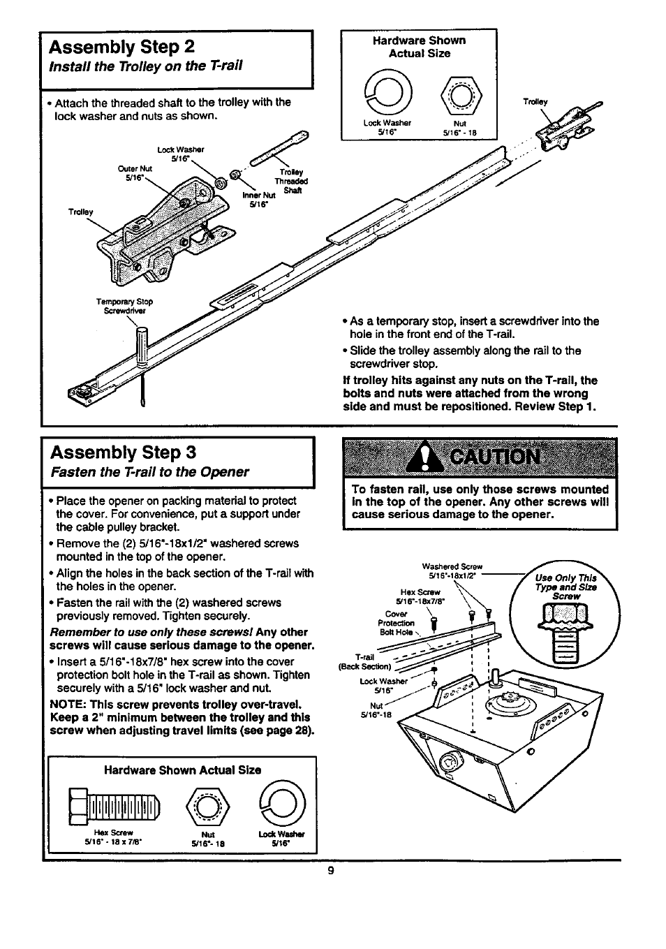 Assembly step 2, Assembly step 3 | Craftsman 139.53674SRT User Manual | Page 9 / 40
