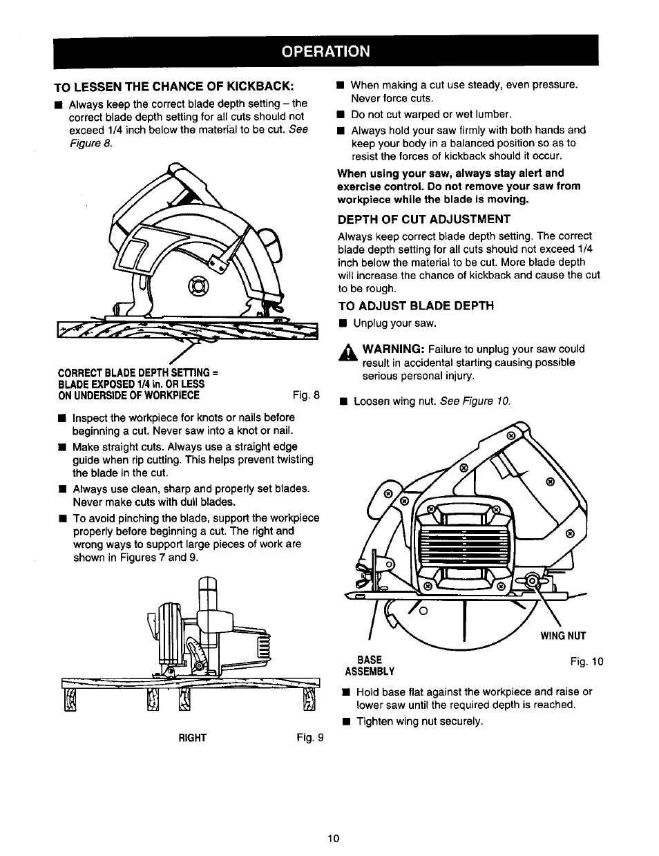 Operation | Craftsman 315.108490 User Manual | Page 10 / 20