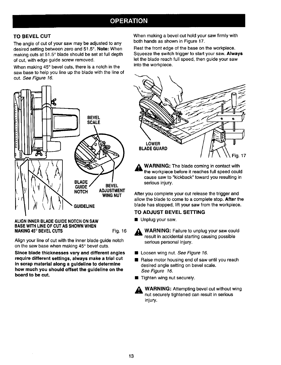 Operation | Craftsman 315.108490 User Manual | Page 13 / 20