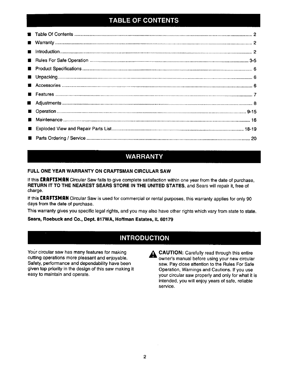 Craftsman 315.108490 User Manual | Page 2 / 20