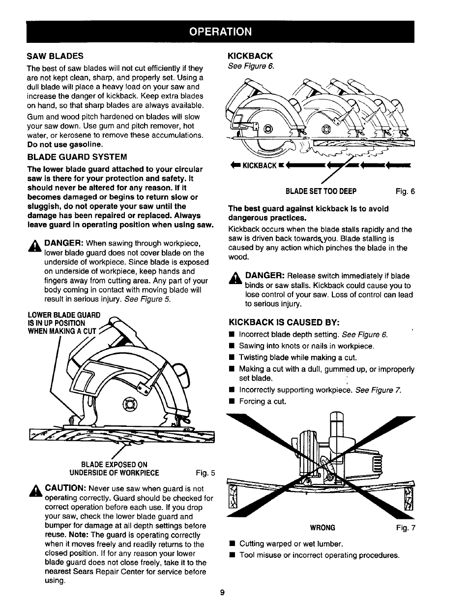 Operation | Craftsman 315.108490 User Manual | Page 9 / 20