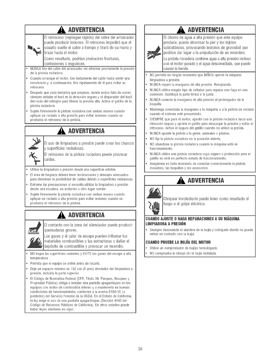 A advertemcia | Craftsman 580.752130 User Manual | Page 36 / 60