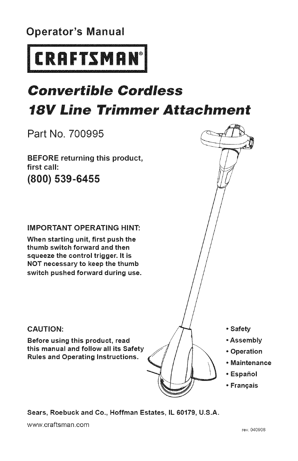 Craftsman 700995 User Manual | 34 pages