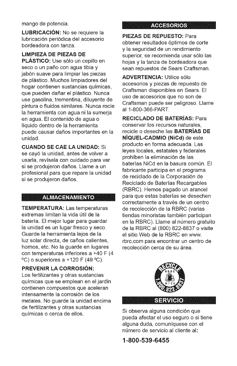 Almacenamiento | Craftsman 700995 User Manual | Page 21 / 34