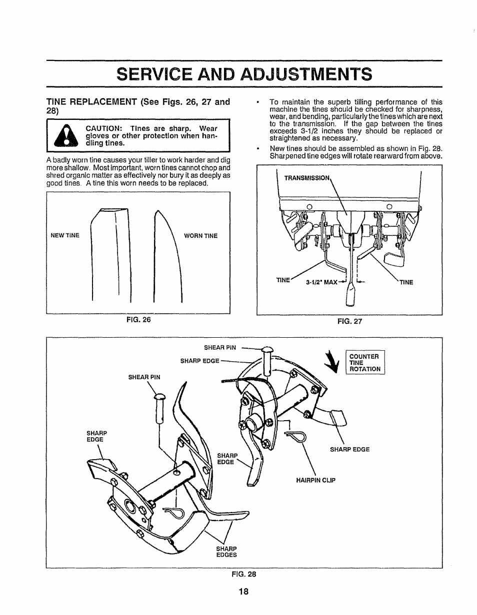 Service and adjustments | Craftsman 917.299751 User Manual | Page 18 / 32