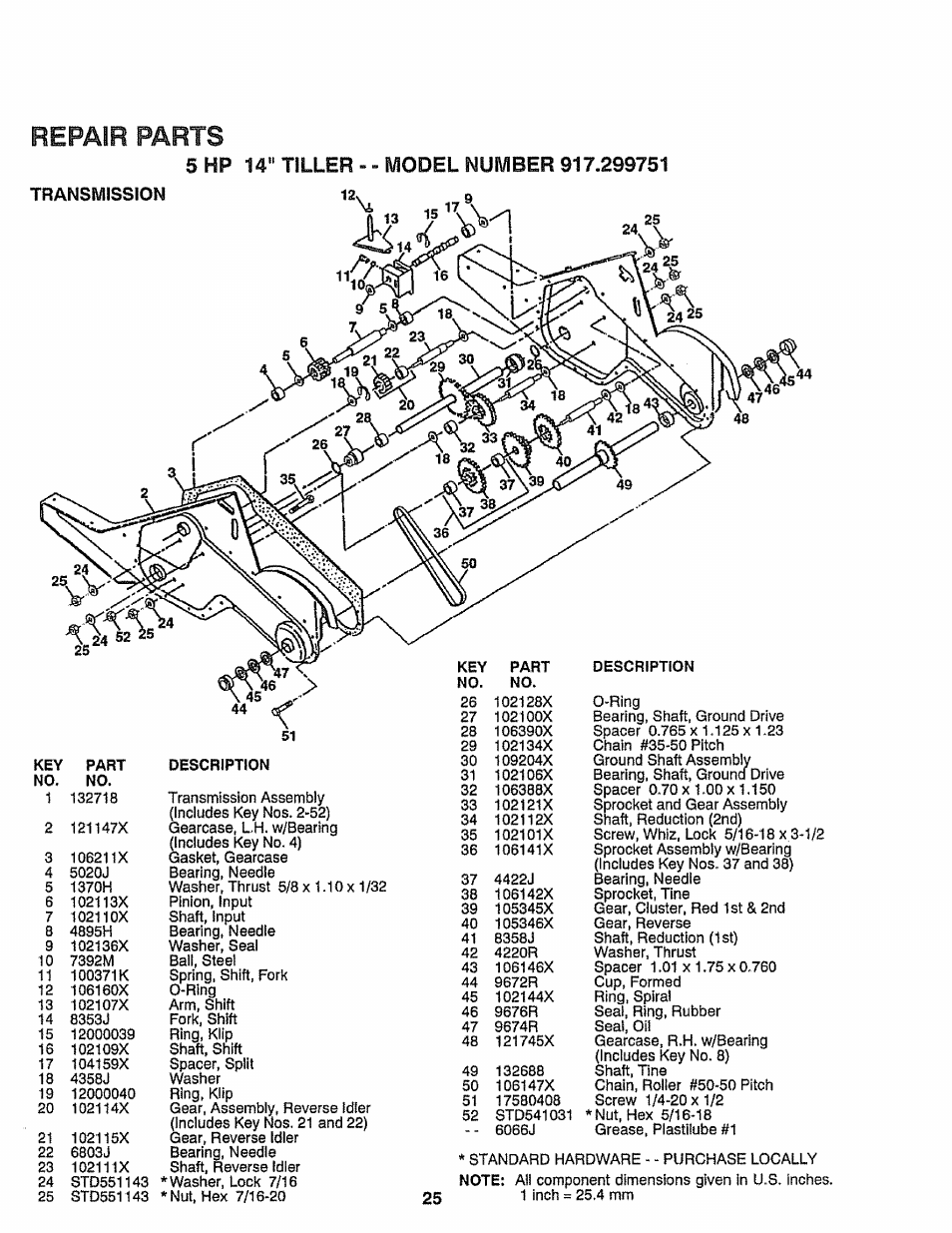 Repair parts | Craftsman 917.299751 User Manual | Page 25 / 32