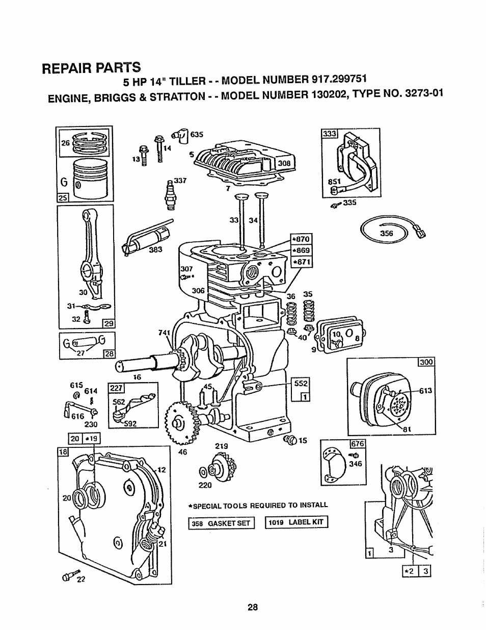 Repair parts | Craftsman 917.299751 User Manual | Page 28 / 32