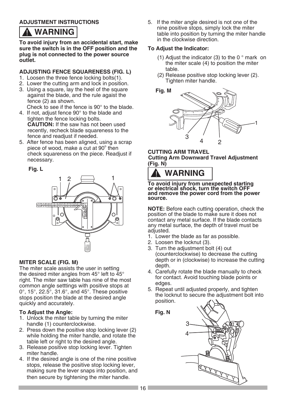 Warning | Craftsman 137.21241 User Manual | Page 16 / 31