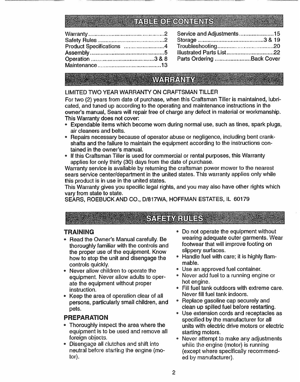 Safet | Craftsman 917.293301 User Manual | Page 2 / 36