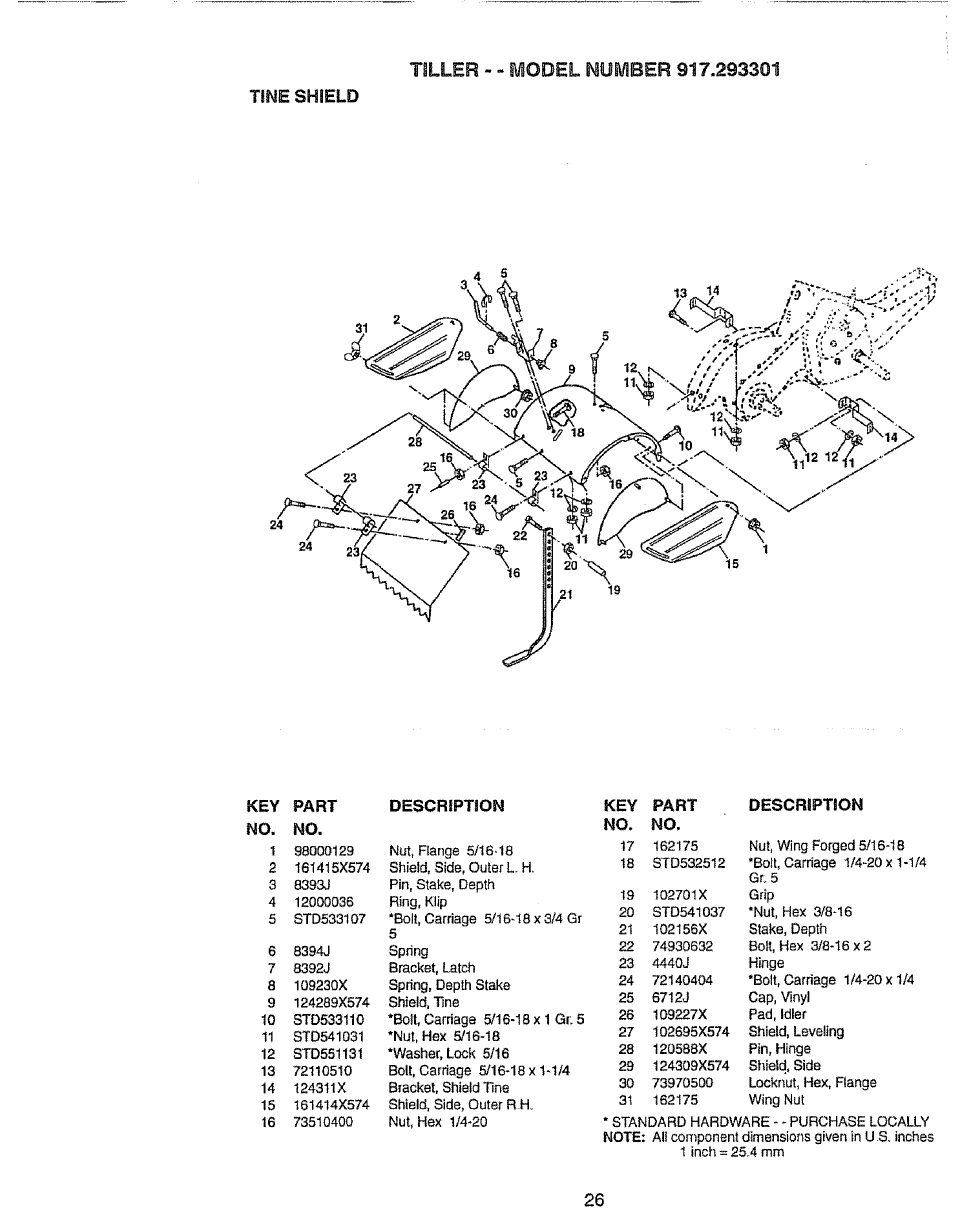 Tine shield | Craftsman 917.293301 User Manual | Page 26 / 36