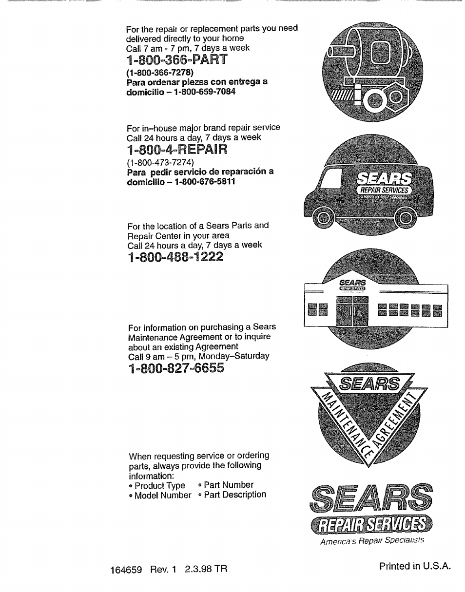 800-4-repafr | Craftsman 917.293301 User Manual | Page 36 / 36