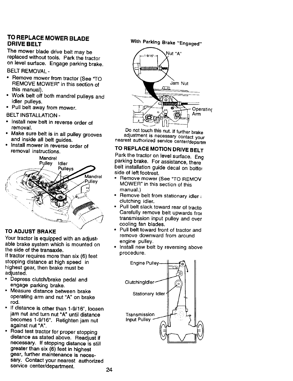To replace motion drive belt | Craftsman 917.270962 User Manual | Page 24 / 60