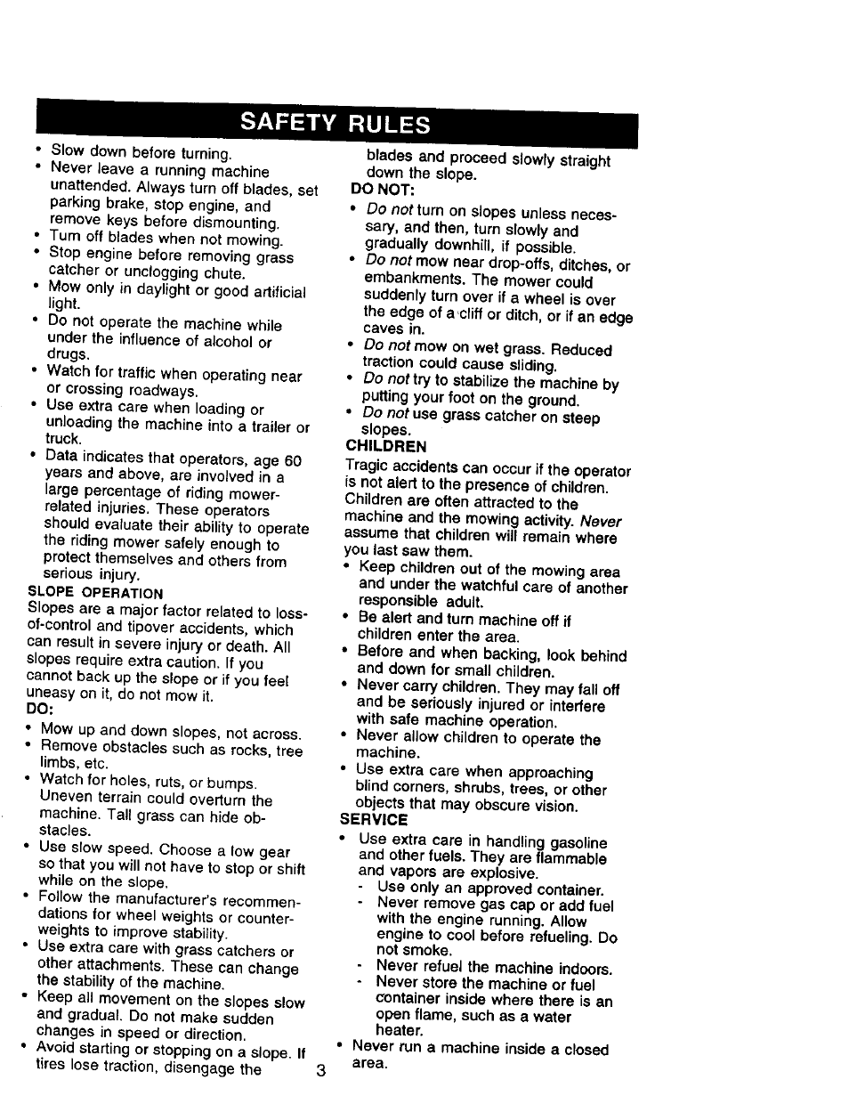 Safety rules, Do not, Children | Service | Craftsman 917.270962 User Manual | Page 3 / 60