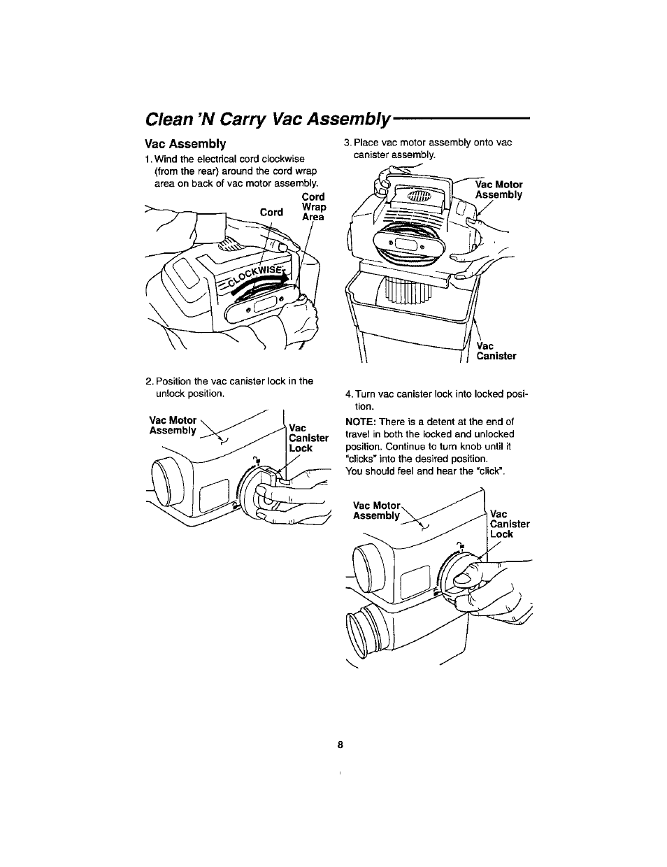 Clean ’n carry vac assembly | Craftsman 113.179255 User Manual | Page 8 / 16