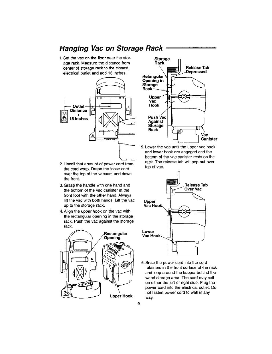 Hanging vac on storage rack | Craftsman 113.179255 User Manual | Page 9 / 16