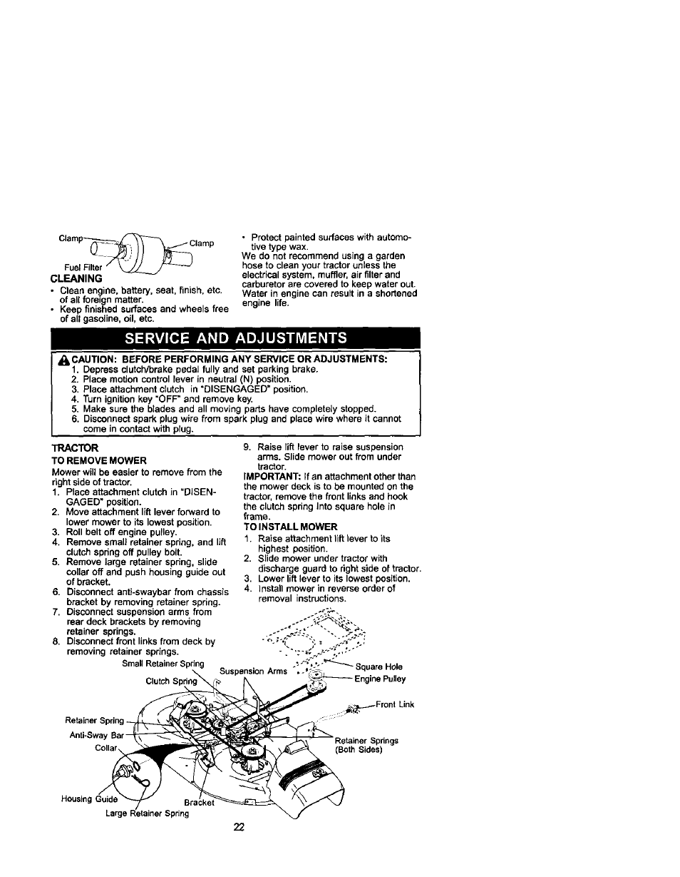 Service and adjustments | Craftsman 917.271742 User Manual | Page 22 / 60