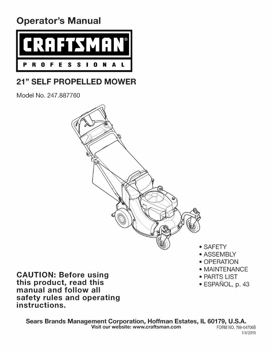 Craftsman 247.887760 User Manual | 68 pages