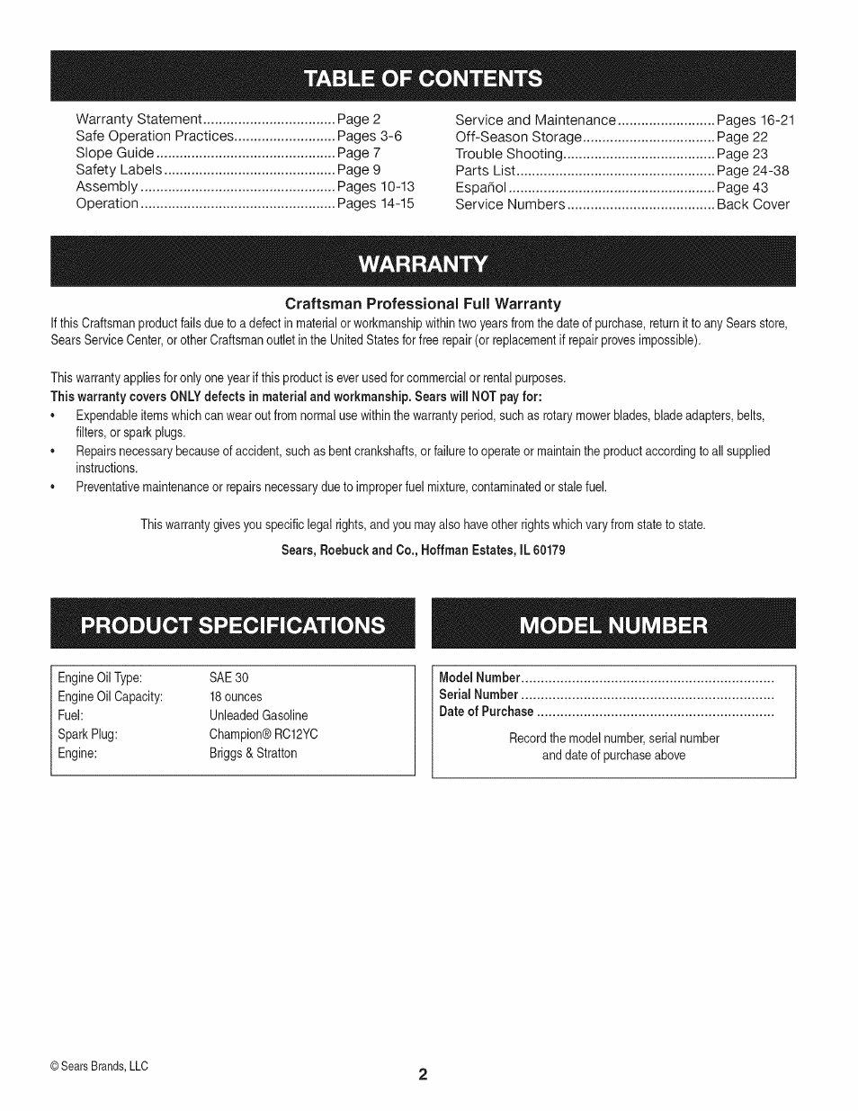 Craftsman 247.887760 User Manual | Page 2 / 68