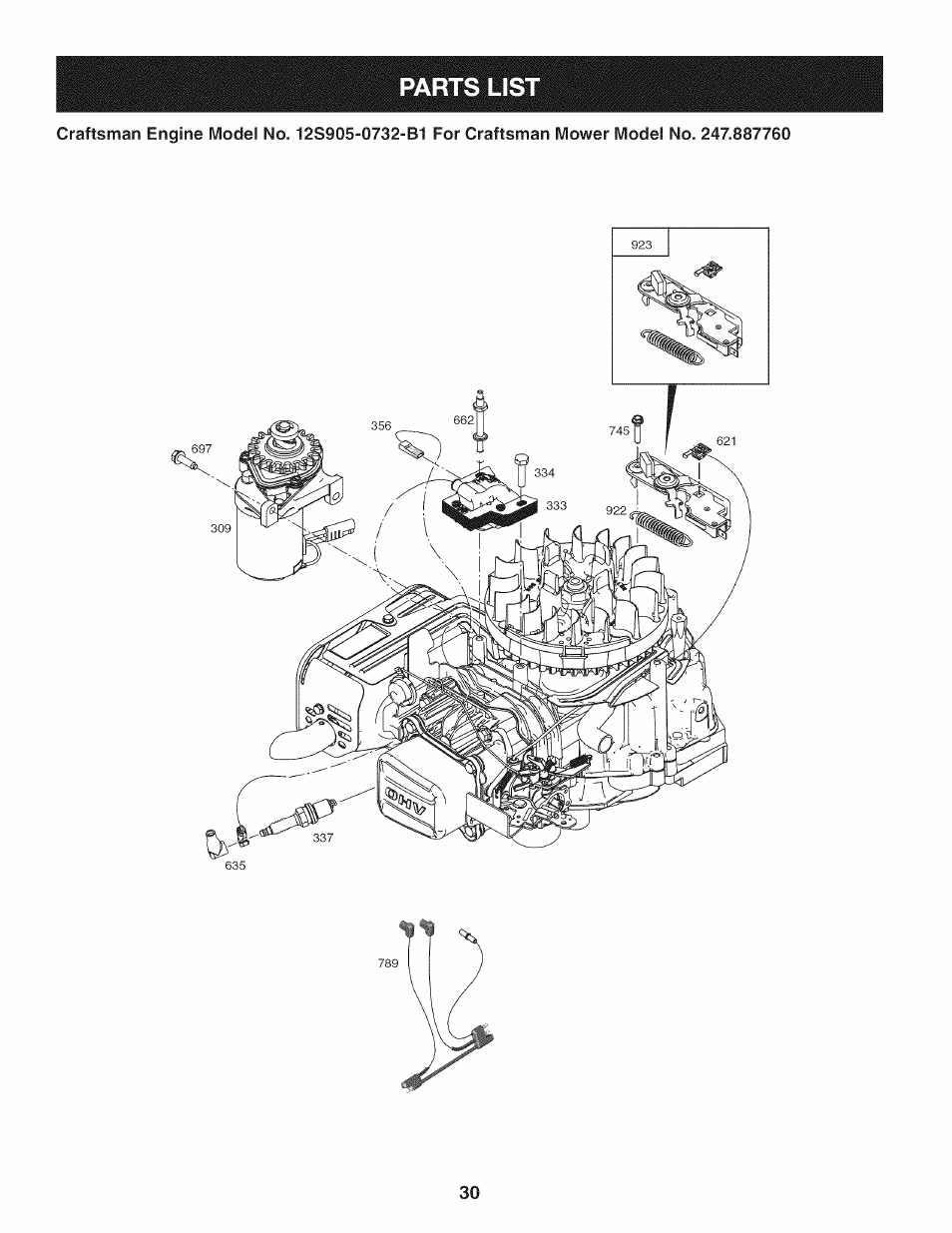 Parts list | Craftsman 247.887760 User Manual | Page 30 / 68