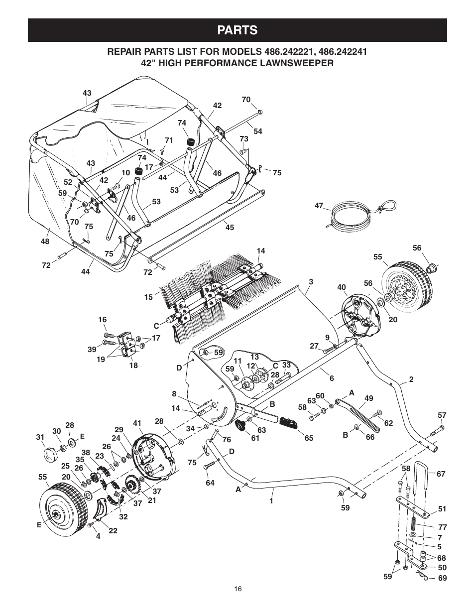 Parts | Craftsman 486.242241 User Manual | Page 16 / 20