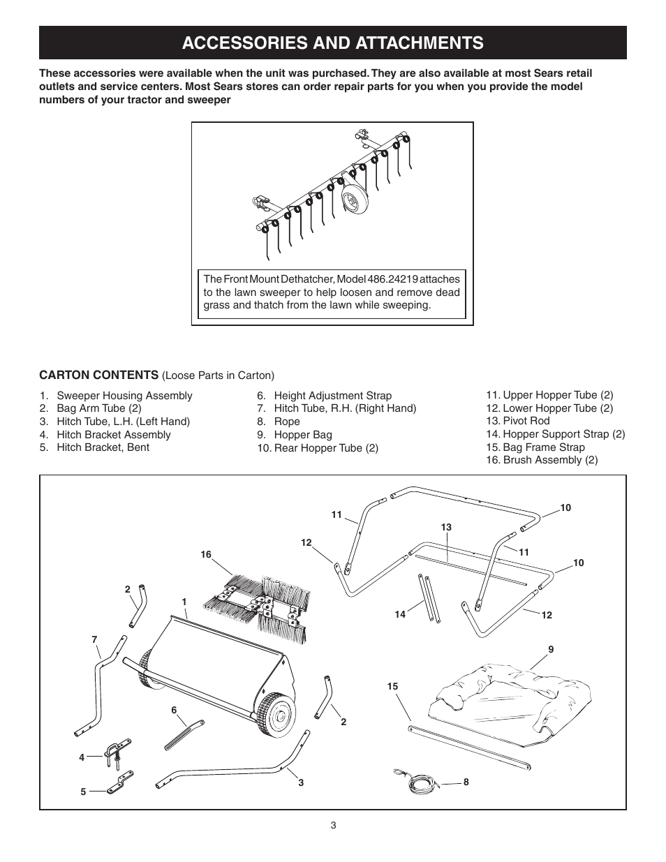 Accessories and attachments | Craftsman 486.242241 User Manual | Page 3 / 20