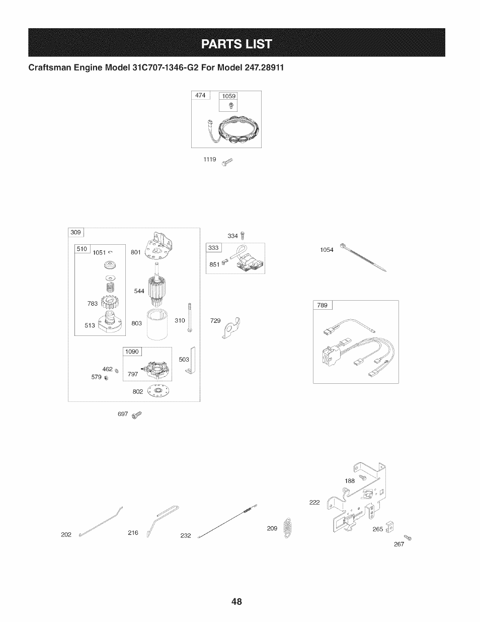 Parts list | Craftsman 247.28911 User Manual | Page 48 / 92