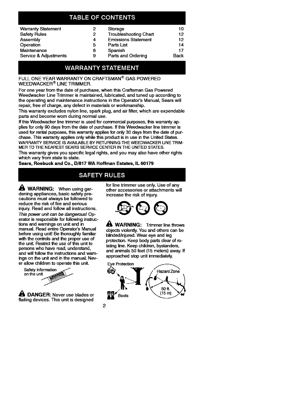 Craftsman 358.796100 User Manual | Page 2 / 13