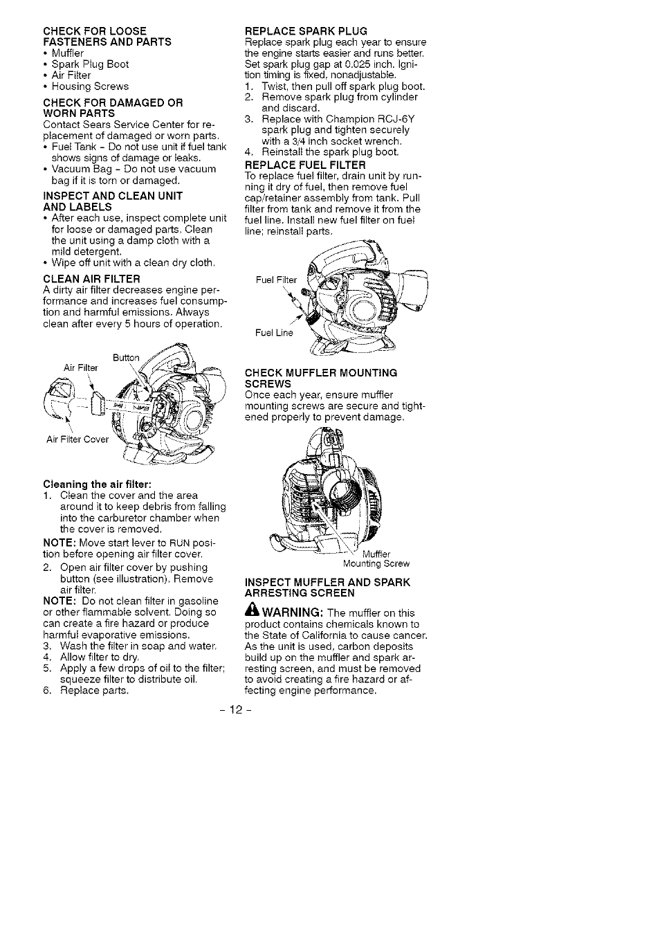 Craftsman 358.794772 User Manual | Page 12 / 19