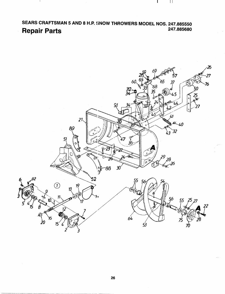 Repair parts | Craftsman 247.885680 User Manual | Page 26 / 40