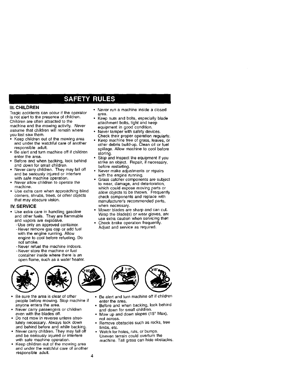 Iii. children, Iv. service, Safety rules | Craftsman 917.272070 User Manual | Page 4 / 60