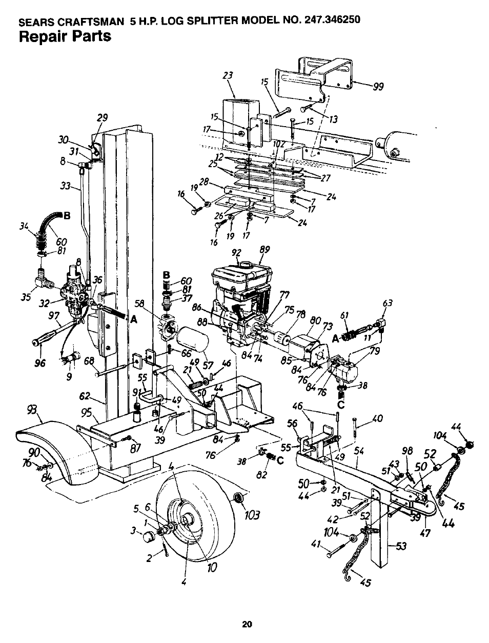 Repair parts | Craftsman 247.346250 User Manual | Page 20 / 28