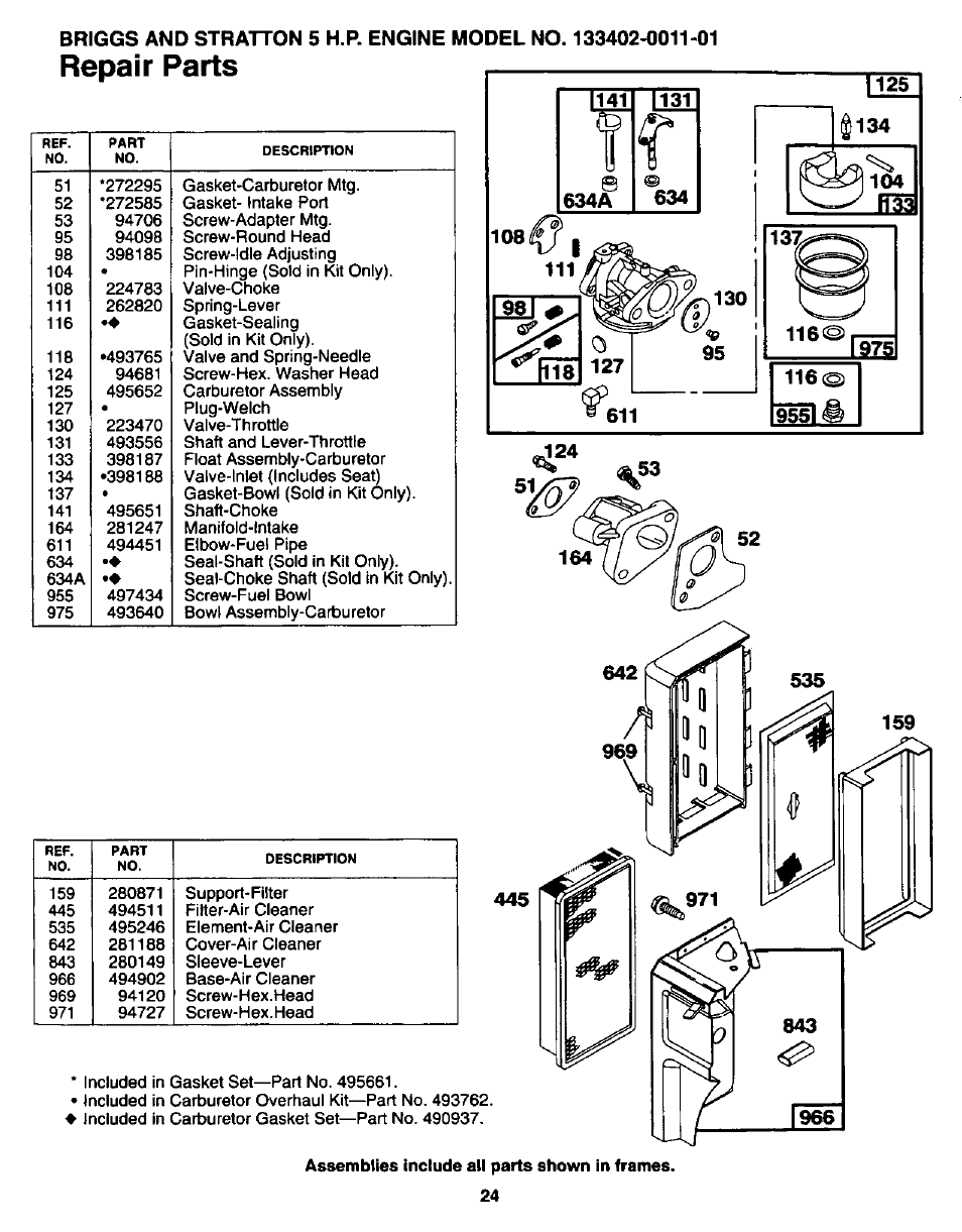 Repair parts | Craftsman 247.346250 User Manual | Page 24 / 28
